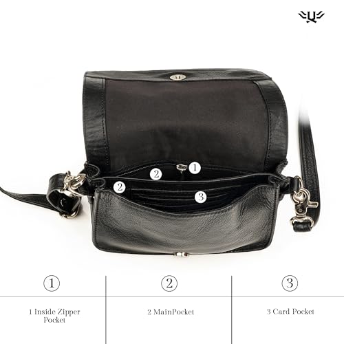 Image of Genuine Leather Crossbody Bags for Women, Premium Handmade Leather Purses - Shoulder Handbags, Adjustable Strap