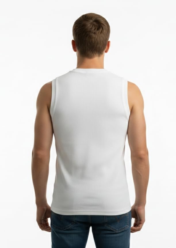 Image of Men's Sandow Sleeveless Vest - Slim Fit Ribbed Cotton Blend Tank Top - Lightweight Crew Neck Gym Workout Undershirt for Summer
