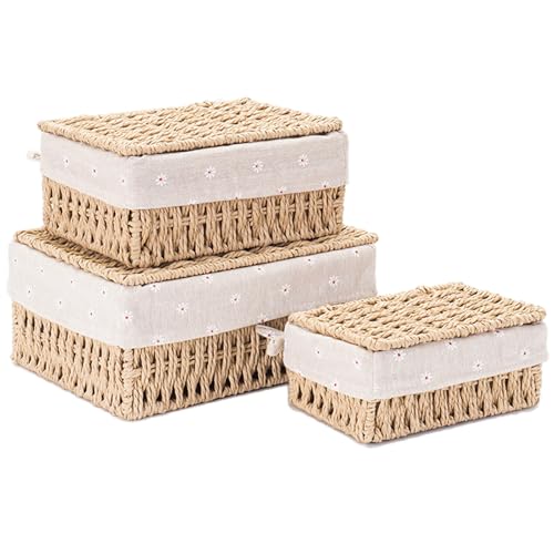 Kongming Aufbewahrungsbox mit Deckel & Futter 3 Stück Aufbewahrungskorb...