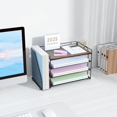 Spacrea Desk Organizers and Accessories, Paper Organizer for Desk with File organizer, Desk Accessories & Workspace Organizers for Catalog & Reference Racks (Wood) - Thumbnail 7