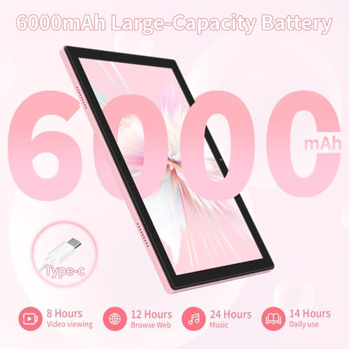 Image of 10.1 inch Android 12 Tablet, 4G LTE Dual SIM, 4GB RAM 32GB ROM, Octa-Core MT6755, 13MP Rear + 5MP Front Camera, 6000mAh Battery, 5-Point Touch, GMS Certified (Pink)