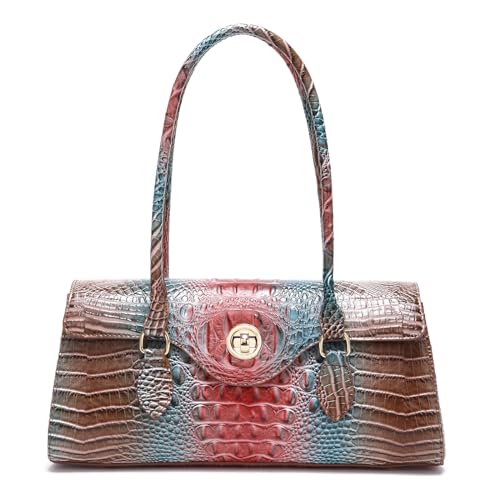 Makcr Joacbv Leather Crocodile Pattern Top Handle Handbag for Women High-value Satchel Tote Purse for Ladies