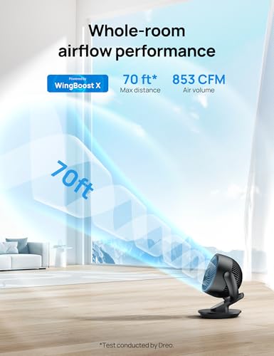 Image of DREO Smart Fan for Bedroom,120 Vertical and 90 Oscillating Fan with Remote /Voice, 13 Inch Height Quiet Air Circulator for Whole Room, 70 ft, 4 Speeds, 5 Modes, 12H Timer, Desk Fans for Home,Black