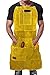 DIMWELD Mandil de Soldador Premium de Cuero Protector para Hombre. Delantal de Herrero Termico Ignifugo para Soldadura en Taller con 6 Bolsillos para Herramientas (Amarillo)