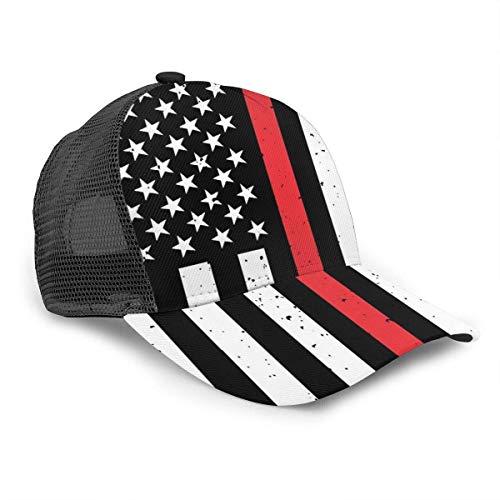 Preisvergleich Produktbild Baseballkappe mit amerikanischer Flagge, für Damen und Herren, verstellbar, Trucker, Netzstoff, einfarbig, 6 Panels, Polo-Stil, Unisex, Schwarz / Weiß