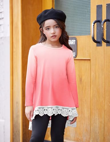 Image of Arshiner Girls Tunic Tops Casual Basic Loose Soft Swing Pullover Long Blouse T-Shirt Tee