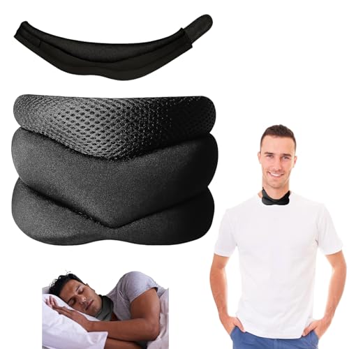 XNBTFK Neck Support for Snoring Neck Brace for Sleeping and Travel Neck Support for Sleep Apnea Adjustable Comfort Design Black Color Neck Support Pillow