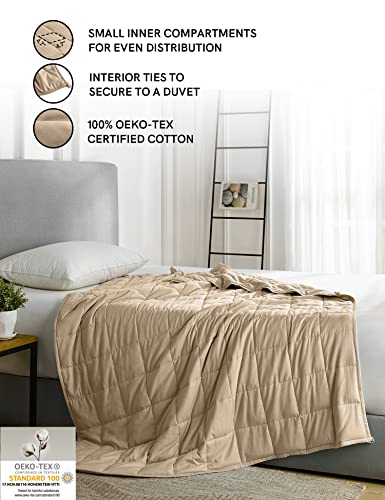 YnM Weighted Blanket,Heavy 100 Percent Oeko-Tex Certified Cotton Material, Bed Blanket for One Person of 140lbs, Ideal for Queen/King Bed (60x80 Inches, 15 Pounds, Khaki)