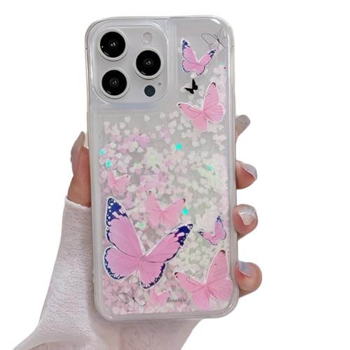 Image of PEEPERLY Back Cover Case for iPhone 11 Pro Scratch Resistant Anti-Slip TPU Shockproof Protective Durable Butterfly Glitz Glam Case for Girls & Women(Pink)
