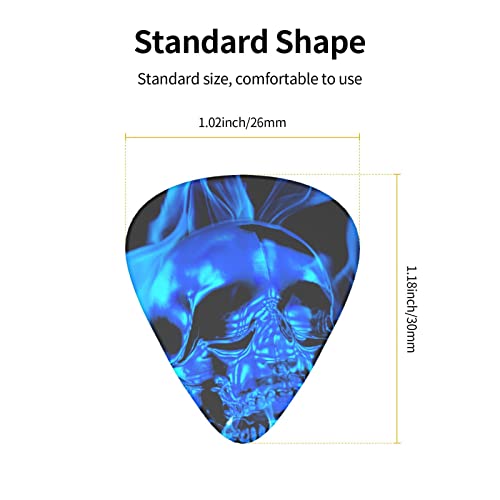 Lot de 12 médiators pour guitare électrique basse acoustique Motif tête de mort Bleu flamme Noir - Les Beatles, Paul McCartney, John Lennon, RIngo Starr, George Harrison Lot de 12 médiators pour guitare électrique basse acoustique Motif tête de mort Bleu flamme Noir – Image 6