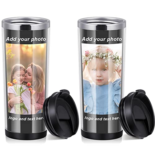 Personalized Travel Mug With Photo: Create Unique Gifts On-the-Go 8 Lallisa 2 Pcs Photo Travel Mug with Picture Customized Tumblers 12 oz Personalized Photo Stainless Steel Tumbler Insert Double Wall Mugs Insulated Travel Mug for Wedding Christmas Birthday DIY Gifts
