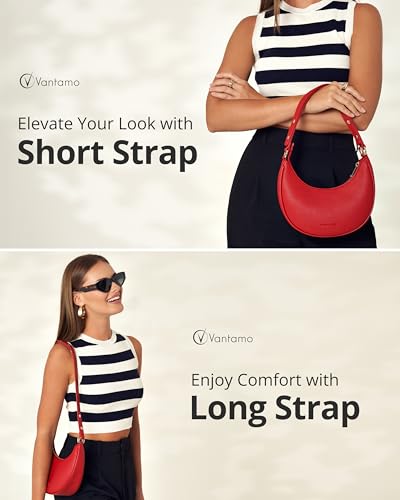 Image of Vantamo Crescent Bags For Women with RFID Protection, Half Moon Clutch Purses for Women with Anti-Theft Clip for Extra Safety
