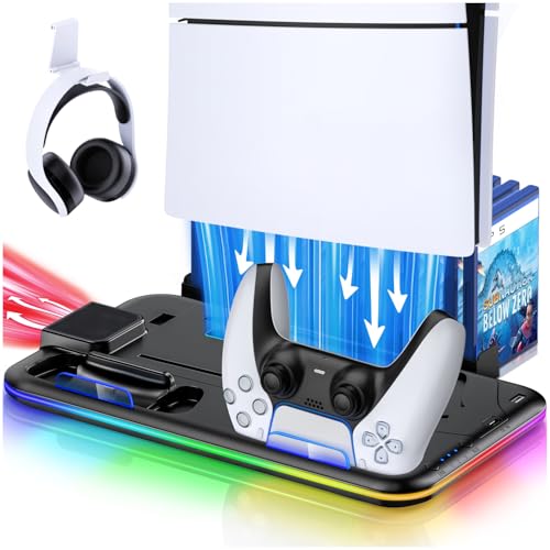 HEYLICOOL PlayStation 5 Cooling Stand with Controller Charger
