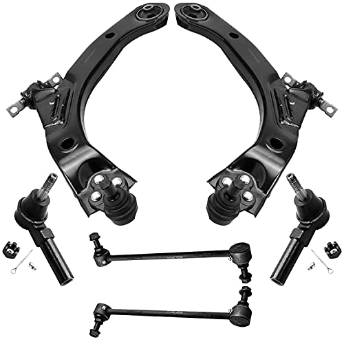 Image of Detroit Axle - Front 6pc Control Arms Kit for Chevrolet Cobalt HHR Pontiac G5 Pursuit Saturn Ion, 2 Lower Control Arms w /Ball Joints 2 Sway Bars 2 Outer Tie Rod Ends Suspension Kit Replacement