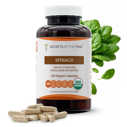 Secrets of the Tribe Spinach USDA Organic | Made with Vegetarian Capsules and Certified Organic Spinach (Spinacia oleracea) Dried Leaf (120 Capsules)