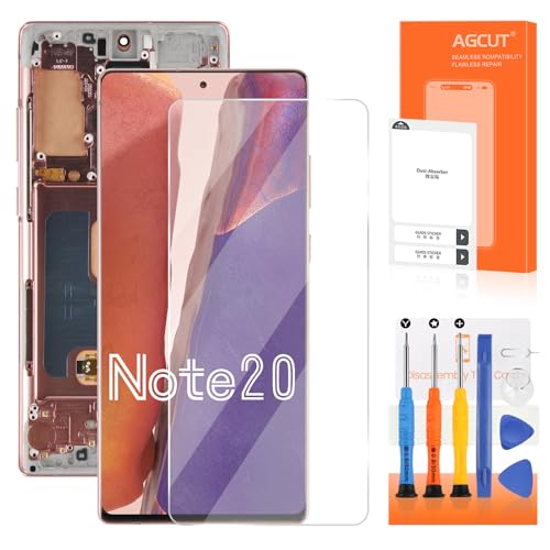 OLED for Samsung Galaxy Note 20 4G 5G Screen Replacement for Samsung Note 20 LCD Display N980 N981U N981W LCD Digitizer Touch Screen Assembly Repair Parts Gold with Frame
