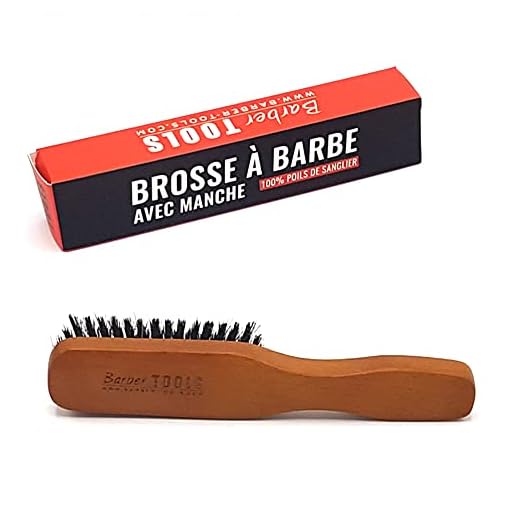 Spazzola per barba e baffi con manico. 100% setole di cinghiale. Ideale per l'uso di olio, balsamo e tutti i prodotti per la cura della barba (18,50X3,60X2,80cm). ✮ BARBER TOOLS ✮