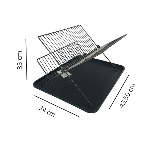 Escorredor de Louça Dobrável Articulado Preto Flat de Cozinha e Pia 21 Pratos - Westing