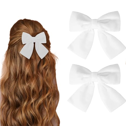 SANTUO Elegante fiocco per capelli – 2 pezzi fermagli per capelli per donne e ragazze, in velluto vintage (bianco)