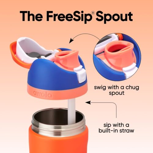 Image of Owala Kids FreeSip Insulated Stainless Steel Water Bottle with Straw, BPA-Free Sports Water Bottle, Great for Travel, 16 oz, Blue Citrus