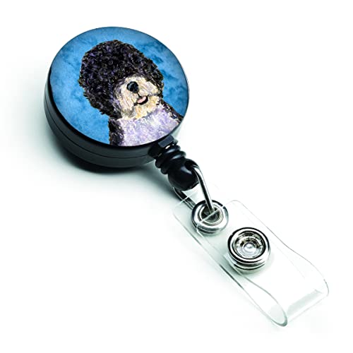 Caroline's Treasures SS4766-BU-BR Blue Portuguese Water Dog Retractable Badge Reel for Nurses ID Badge Holder with Clip Retractable Employee Badge Holder, Belt Clip, Multicolor