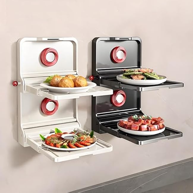 Wall Mounted Food Sorting Tray,Multi Layer Food Tray,Plastic Kitchen Food Prep Trays,for Snack Fruit and Vegea(Black)