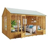 BillyOh Petra Tongue & Groove Summerhouse Garden Room 12 x10 Reverse Apex Garden Summer House - Ideal Garden Rooms and Garden Offices or Summer Houses for the Garden