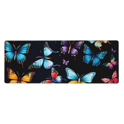 Tapis de souris de jeu grand format coloré papillon 80x30 cm antidérapant