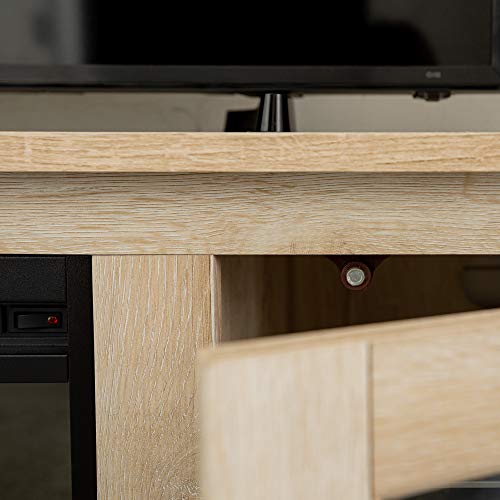 image for Walker Edison Rustic Wood and Glass Fireplace TV Stand for TV's up to 