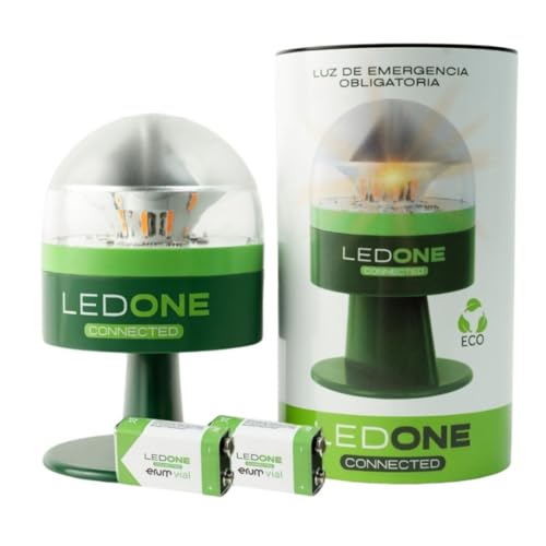 LEDONE Connected - Baliza V16 Homologada DGT con Geolocalizador. Luz Emergencia Coche Homologado DGT, Triángulo de Seguridad, Luz de Emergencia para Coche Homologada (Baliza Pila Extra)