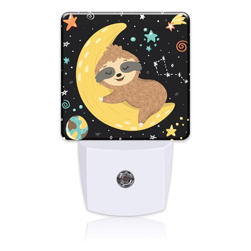 Image of Night Light for Kids Girls Boys, Cute Baby Sloth Sleeping on Moon LED Night Light Plug into Wall with Dusk to Dawn Sensor for Room Decor, Hallway, Kitchen, Bathroom, Nursery, Stairs