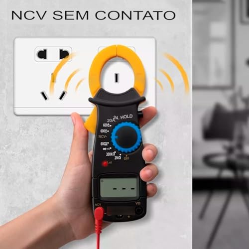 Kit Alicate Amperímetro Digital Beep + Caneta Teste Fase Tensão Corrente Profissional