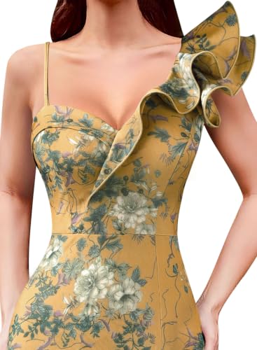 Image of VFSHOW Womens Ruffle One Shoulder Formal Prom Gala Maxi Dress Evening Gown