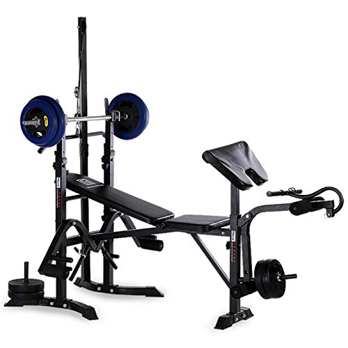 Weight-lifting Bed Barbell Lift Flat Press Adjustable Incline Decline Foldable Olympic Weight Bench Body Workout Multi-Functional Strength Training Home Gym Fitness Equipment US Shippment (Black)