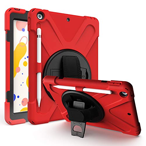 Azzsy iPad 7th Generation Case,iPad 10.2 2019 Case with Pencil Holder,[360 Degree Swivel