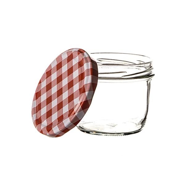 BigDean 12x Marmeladengläser 230ml - Einmachgläser Einweckgläser Sturzgläser - Made in Germany - Einkochgläser mit Schraub-Deckel TO 82 - Rot kariert – Bild 4
