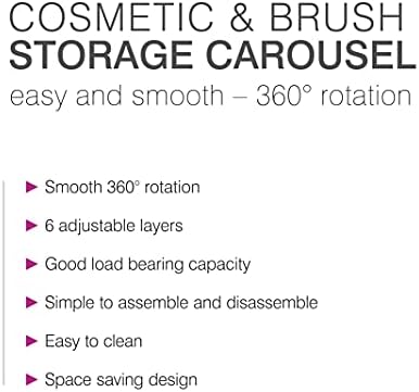 Rio Makeup , Cosmetic & Brush 360° Rotating Carousel Organiser