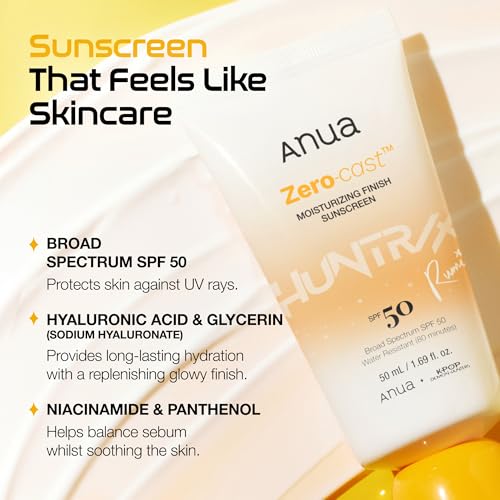 Anua SPF 50 Sunscreen 40% Off - Zero-Cast, Hyaluronic Acid