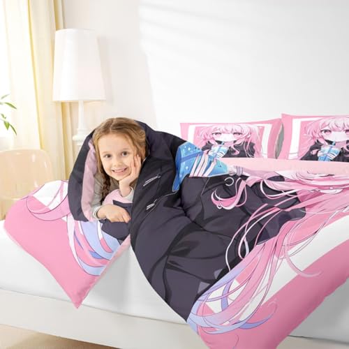 Image of Erosebridal 3D Japanese Kids Comforter Set | Anime Girl Drinking Milk Tea Bedding King,Cute Kawaii Girly Down Comforter Modern Fashion Aesthetic Duvet Set for Bedroom