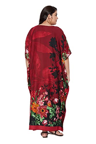 Image of Oussum Women Plus Size Kaftan Kimono Loose Maxi summer dresses for women Beach 3 /4 Sleeve Casual lounge dress Boho