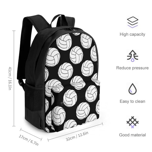 Supdreamc Rucksack Anti-Theft Multipurpose Large Capacity Carry On Bag - Black And White Volleyball Ball Travel Hiking Bag & Day Pack With Side Pockets2