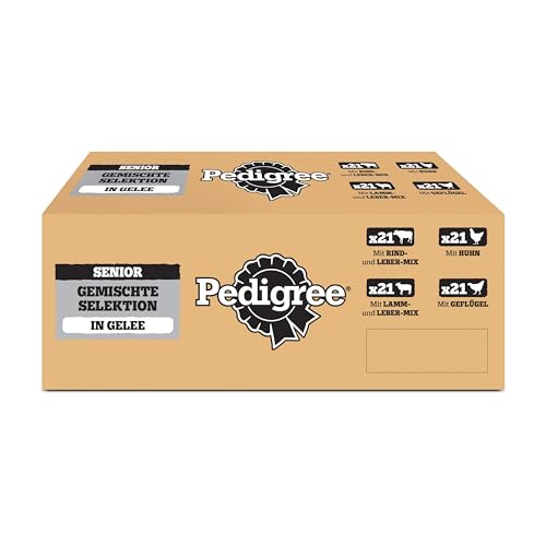 PEDIGREE DOGCARE Hundefutter Portionsbeutel Chunks in Gelee Senior 84 x 100g
