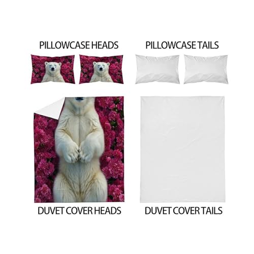 Housse de Couette Ours Polaire Imprimé 3D en Microfibre Premium