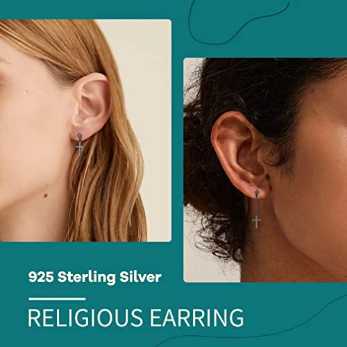 Cross Earrings For Men Black Religious Stud Gifts Sterling Silver Hypoallergenic Christian Dangle Drop Crucifix Women Jewelry Gift #TOP1
