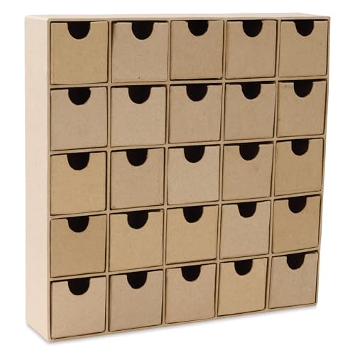 Décopatch HD018O - Un support en papier brun mâché 5x25x25 cm, Etagère multi-tiroirs