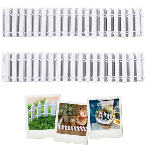 LiJuanWang Miniatur Holz Zaun,2 STK Miniatur Zaun Gartenzaun Holz,Weiß Holzzaun,90x5cm Ideal...