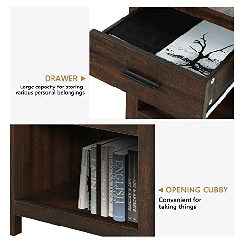 Vikiullf Farmhouse Nightstand - Wooden Bedroom Night Stand, Bedside Table For Bedroom (Espresso, 1-Drawer Set Of 2) #TOP3