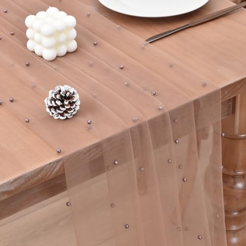 Coffee Pearl Table Runner Tulle Lace Bridal Baby Shower Party Bow Decor