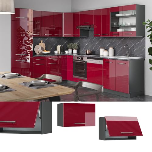 Vicco Pensile Da Cucina Rosso Bordeaux Lucido 60 Cm Piatto - 3