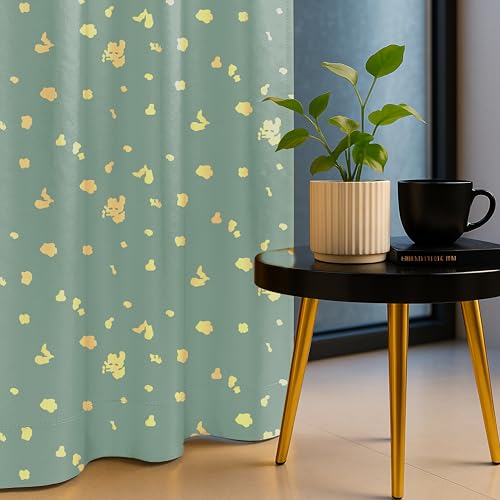 Image of Urban Space 100% True Blackout Curtains for Long Door, Gold Foil Printed Blackout Curtains, Decorative Door Curtain Eyelet with Tieback, 1 Piece Curtain for Living Room(Dalmatian Sage Green, 8 Feet)